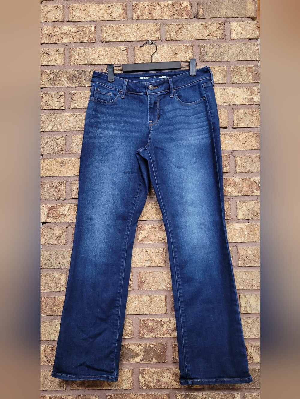 Old Navy Mid Rise Kicker Boot Denim Jeans Dark Blue Size 6 Petite Stretch